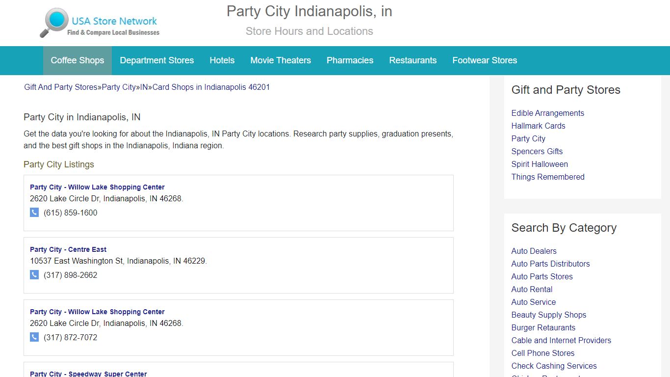 Party City Indianapolis, in - Store Hours and Locations